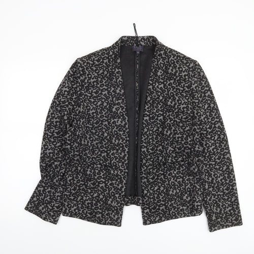 Marks and Spencer Women Grey Animal Print Blazer Size 16 Regular