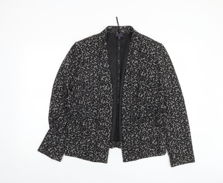 Marks and Spencer Women Grey Animal Print Blazer Size 16 Regular