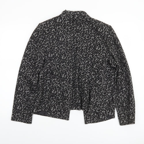 Marks and Spencer Women Grey Animal Print Blazer Size 16 Regular