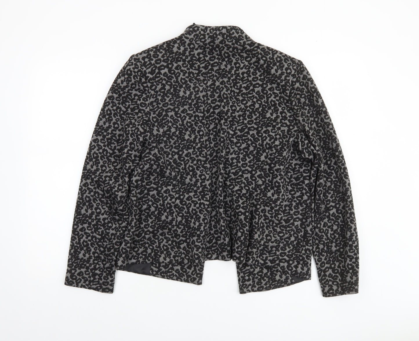Marks and Spencer Women Grey Animal Print Blazer Size 16 Regular