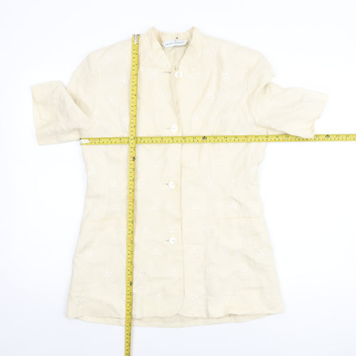 Laura Ashley Women's Ivory Linen Short Sleeve Suit Jacket UK 12