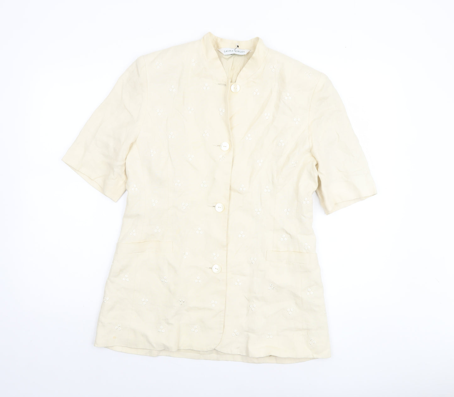Laura Ashley Women's Ivory Linen Short Sleeve Suit Jacket UK 12