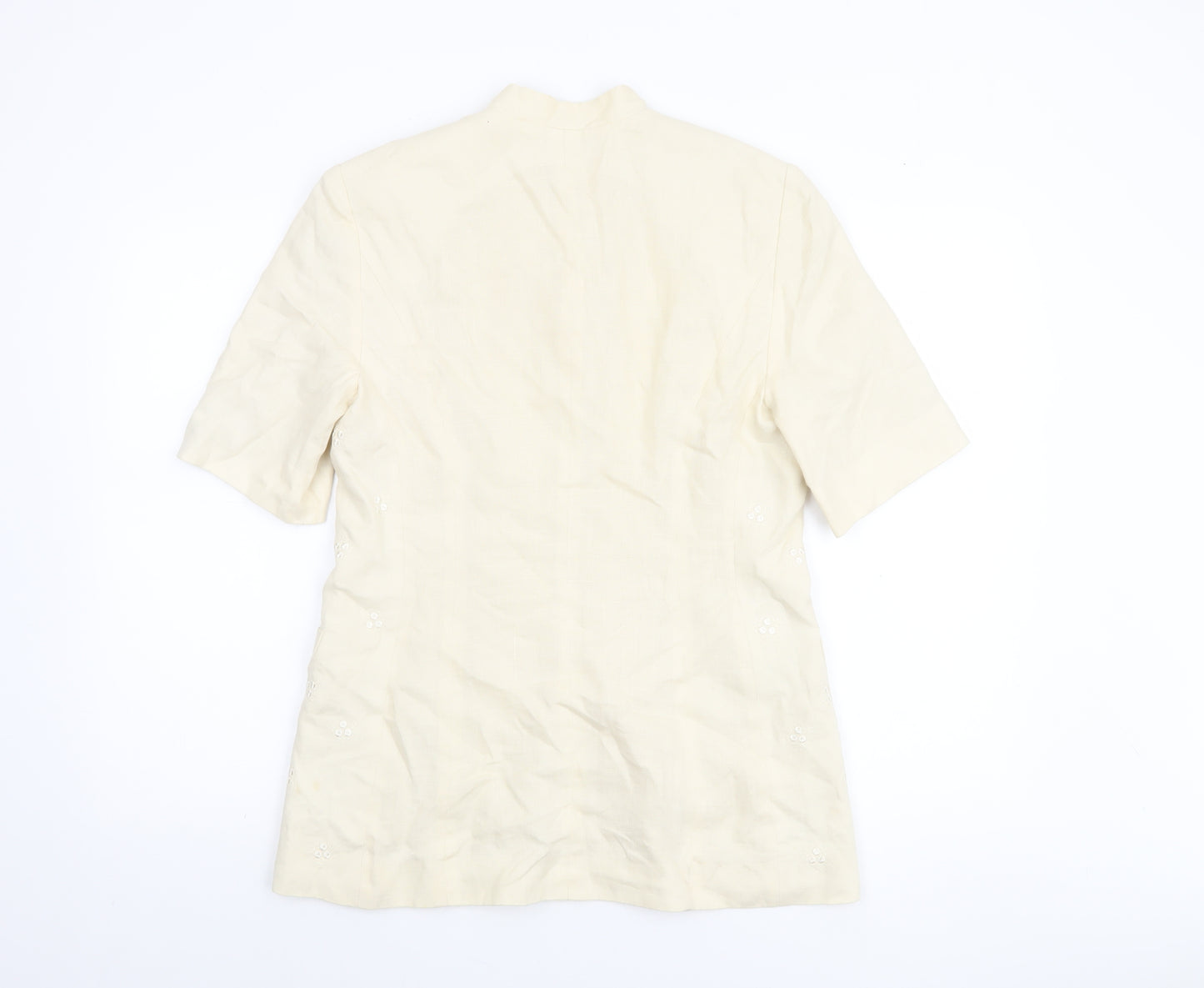 Laura Ashley Women's Ivory Linen Short Sleeve Suit Jacket UK 12