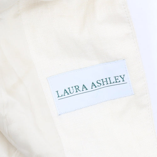 Laura Ashley Women's Ivory Linen Short Sleeve Suit Jacket UK 12