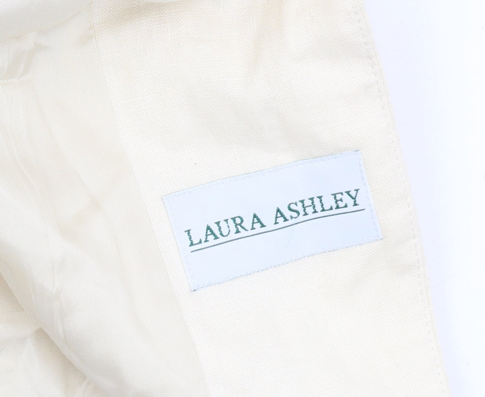Laura Ashley Women's Ivory Linen Short Sleeve Suit Jacket UK 12