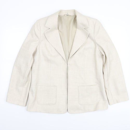 EWM Women’s Beige Polyester Blazer Jacket UK 14 Tailored Fit