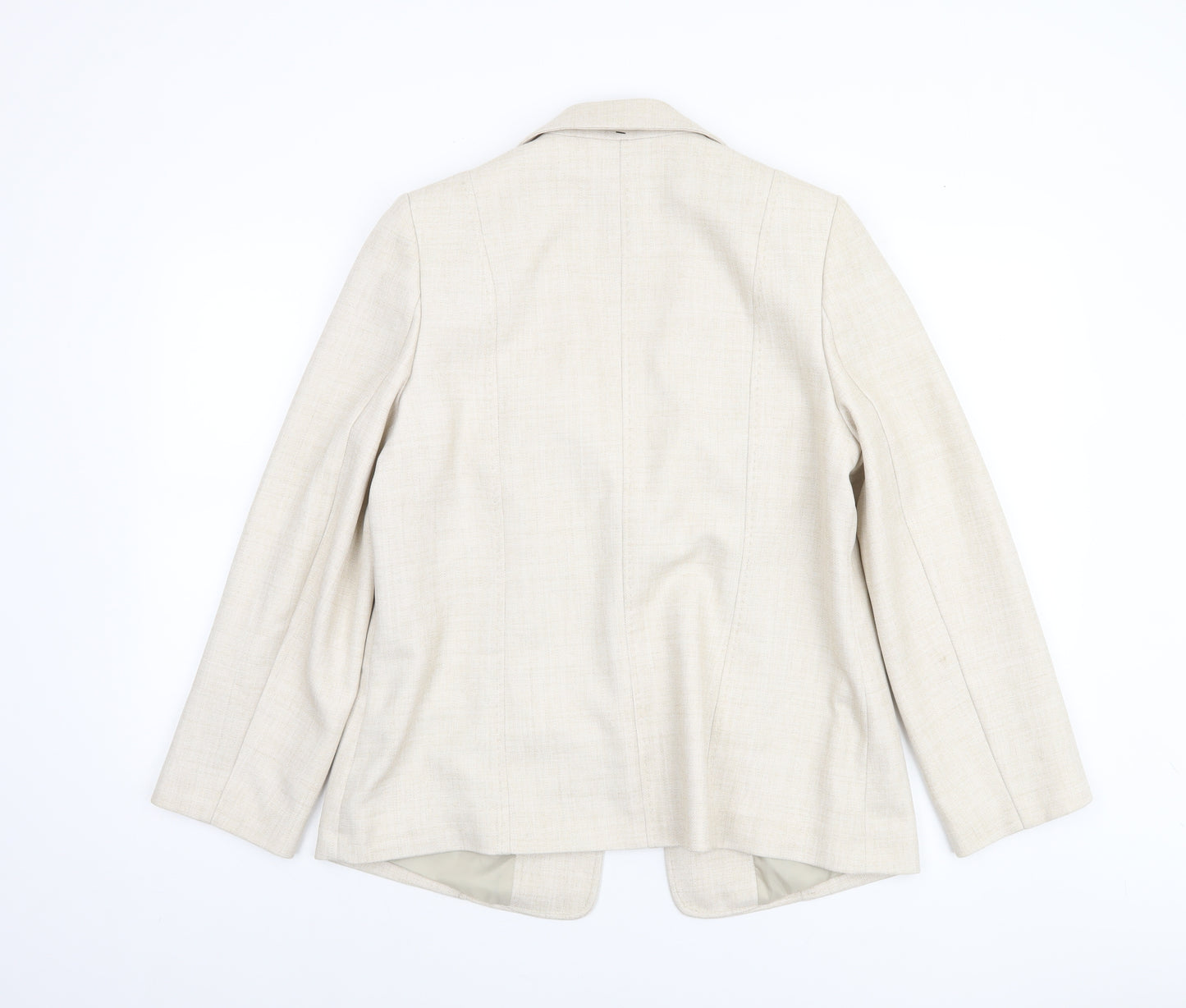 EWM Women’s Beige Polyester Blazer Jacket UK 14 Tailored Fit