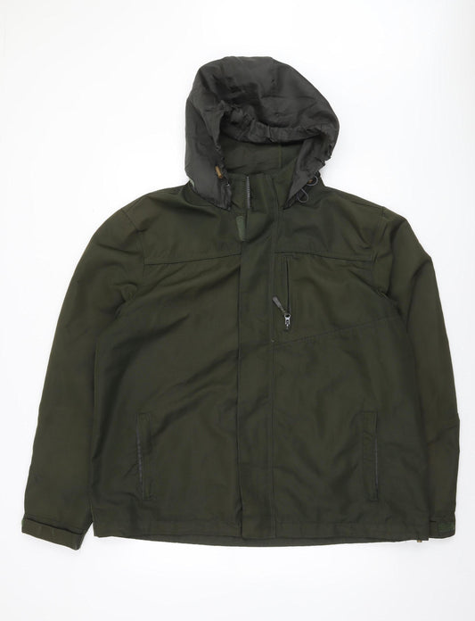 F&F Men’s Green 2XL Hooded Parka Jacket Water Resistant