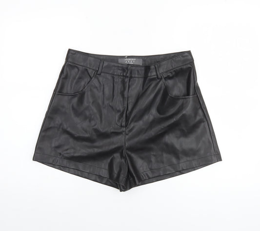 Primark Women's Black Faux Leather Chino Shorts Size 14