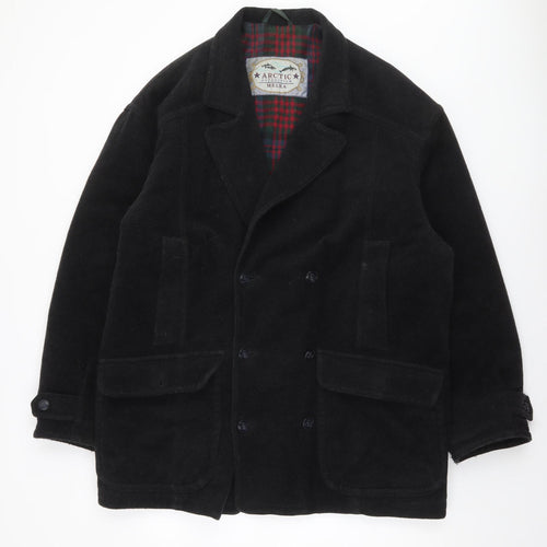 Melka Men's Black Wool Blend Pea Coat Size 52 (42in) Winter Lined