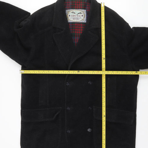 Melka Men's Black Wool Blend Pea Coat Size 52 (42in) Winter Lined