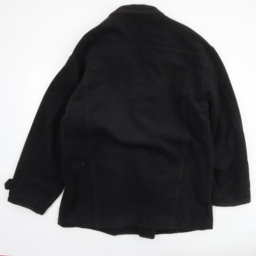 Melka Men's Black Wool Blend Pea Coat Size 52 (42in) Winter Lined