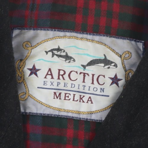 Melka Men's Black Wool Blend Pea Coat Size 52 (42in) Winter Lined