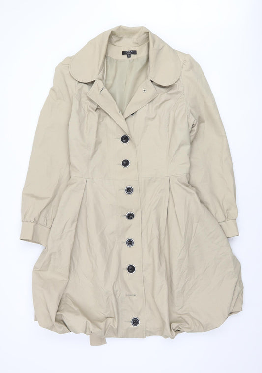 Savida Women’s Beige Trench Coat Size 14 Belted Collared Mid-Length