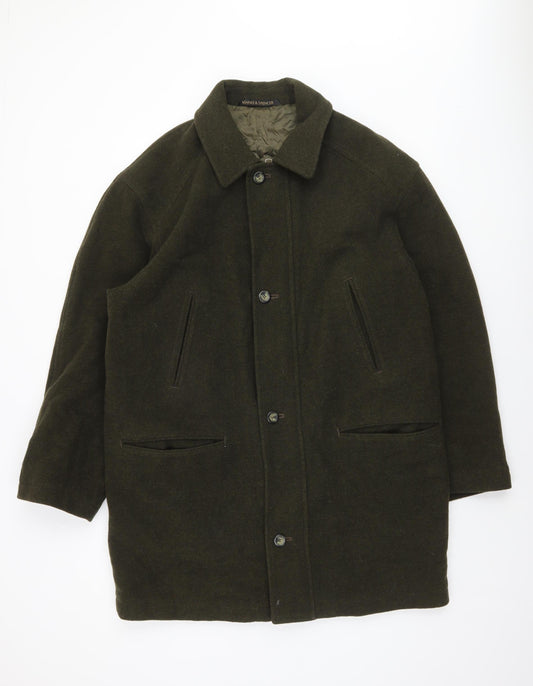 Marks and Spencer Men’s Green Wool Overcoat Medium 38in Regular Fit