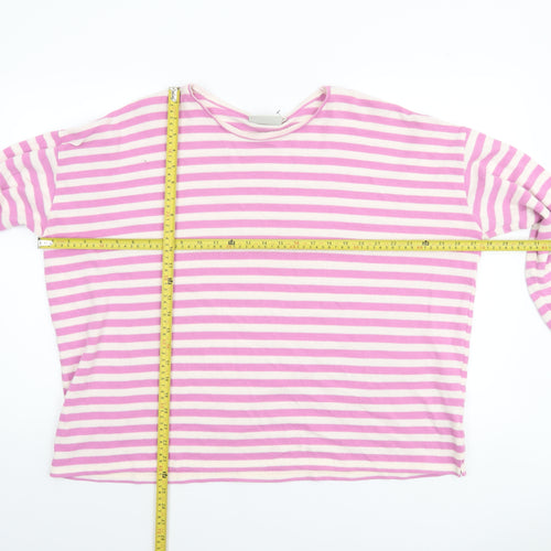 Passenger Womens Pink Striped Long Sleeve Cotton Blend Relaxed T-Shirt Size XL