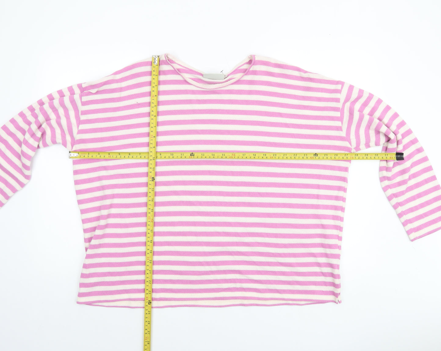 Passenger Womens Pink Striped Long Sleeve Cotton Blend Relaxed T-Shirt Size XL