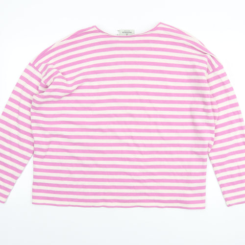 Passenger Womens Pink Striped Long Sleeve Cotton Blend Relaxed T-Shirt Size XL