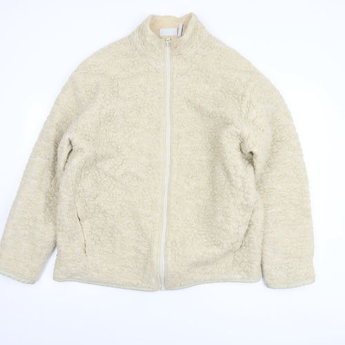 Weekday Women's Beige Wool Blend Fleece Jacket Size M Casual Full Zip
