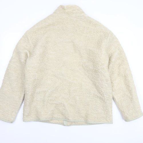 Weekday Women's Beige Wool Blend Fleece Jacket Size M Casual Full Zip