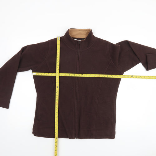 EWM Women Brown Fleece Jacket M 14-16 Full Zip Casual Warm Outerwear