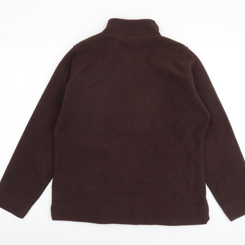 EWM Women Brown Fleece Jacket M 14-16 Full Zip Casual Warm Outerwear