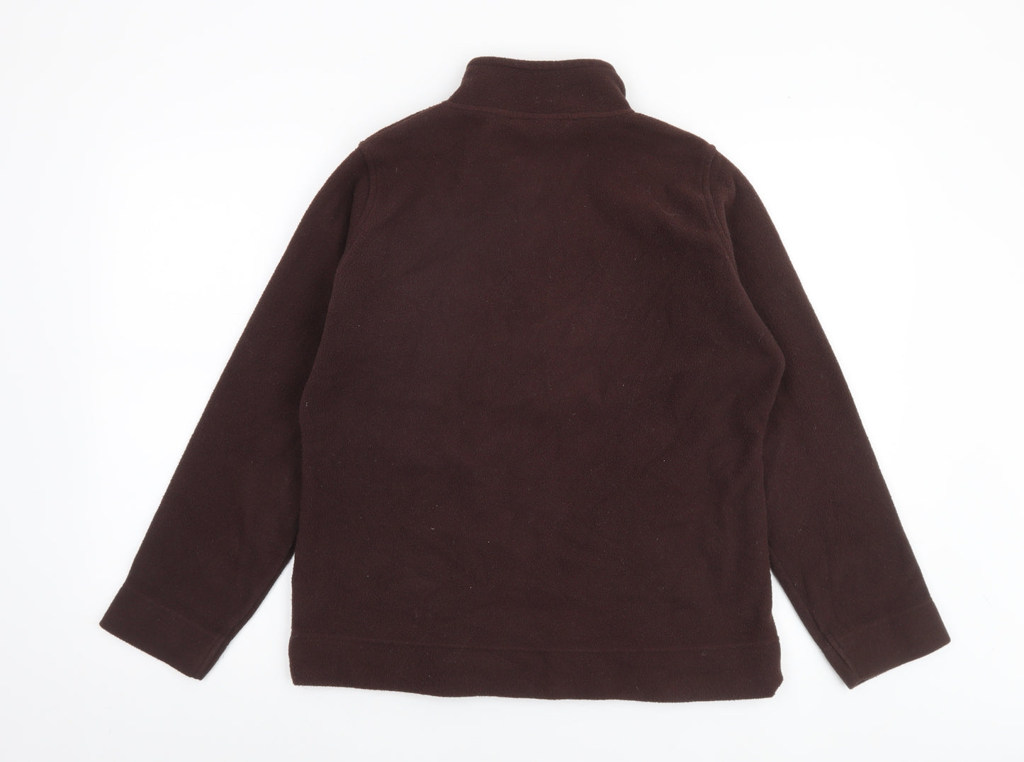 EWM Women Brown Fleece Jacket M 14-16 Full Zip Casual Warm Outerwear