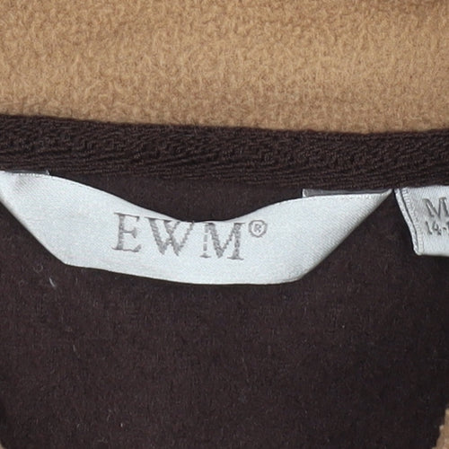 EWM Women Brown Fleece Jacket M 14-16 Full Zip Casual Warm Outerwear