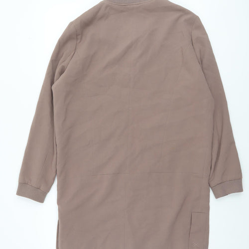 A&G Women Brown Mid-Length Bomber Jacket Size S Full Zip Lined