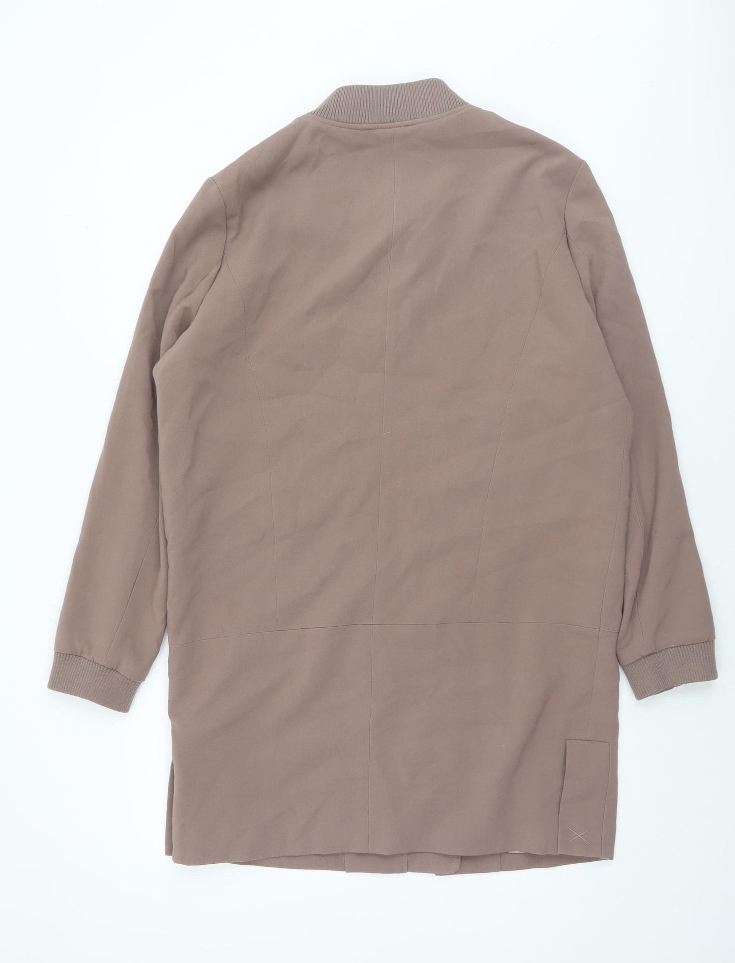 A&G Women Brown Mid-Length Bomber Jacket Size S Full Zip Lined