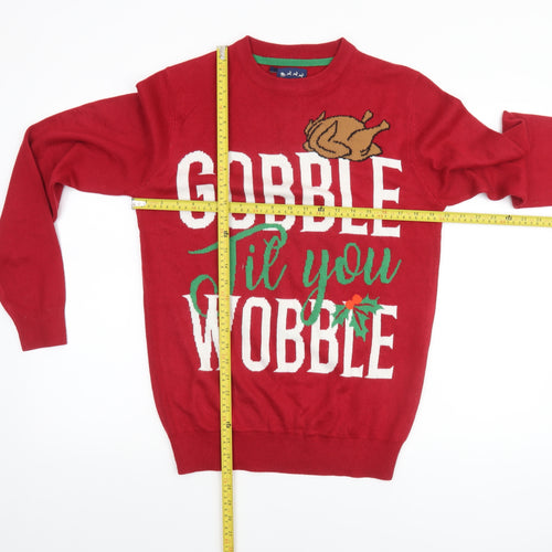 Seasons Greetings Men's Red Christmas Pullover Jumper Size S