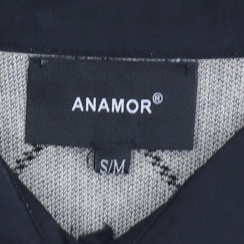 Anamor Women Beige Black Collared Long Sleeve Pullover Jumper S/M