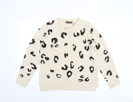 Marks and Spencer Women’s Beige Leopard Print Jumper Size 14