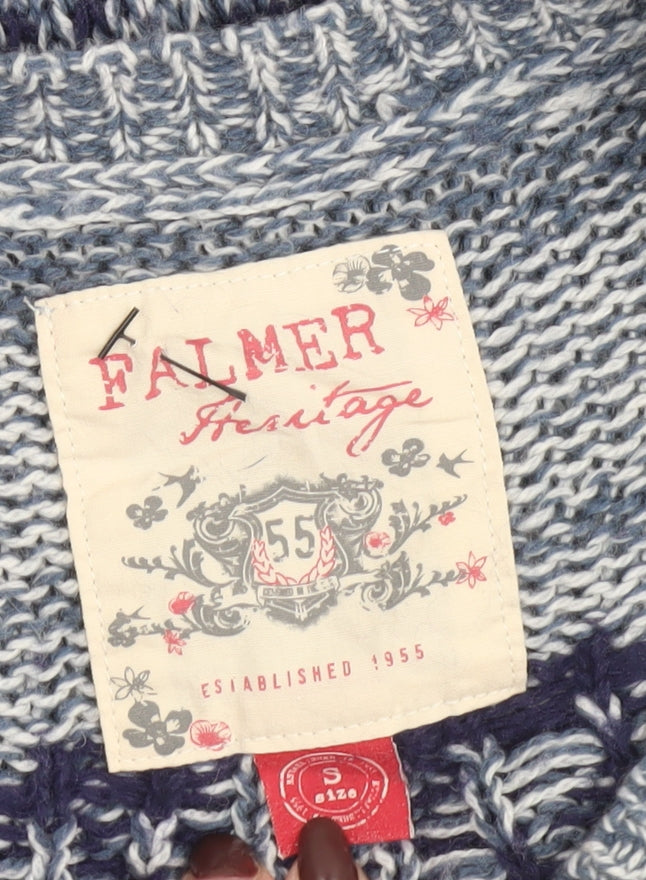 Falmer Heritage Women's Blue Fair Isle Reindeer Wool Blend Jumper Size S