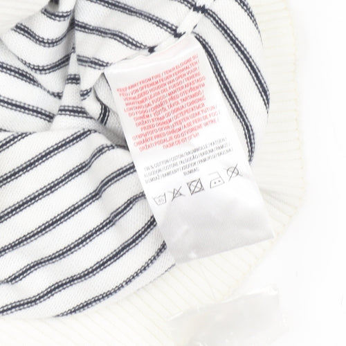 Kensington Dockside Mens White Striped V-Neck Jumper Size 2XL