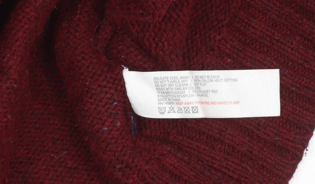 Fat Face Men’s Red Wool Blend Crew Neck Jumper Size L