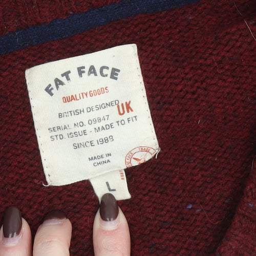 Fat Face Men’s Red Wool Blend Crew Neck Jumper Size L