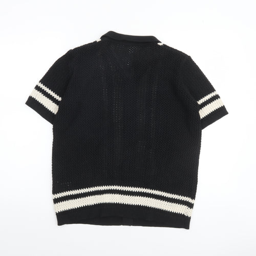 Marks and Spencer Boys Black & White Crochet Short Sleeve Cardigan 13-14 Years