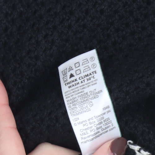 Marks and Spencer Boys Black & White Crochet Short Sleeve Cardigan 13-14 Years