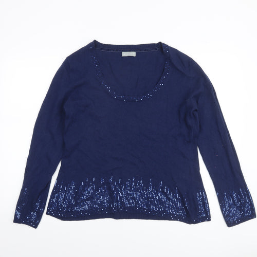Marks and Spencer Per Una Women Navy Sequin Knit Jumper Size 16