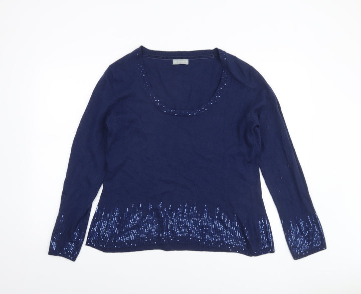 Marks and Spencer Per Una Women Navy Sequin Knit Jumper Size 16