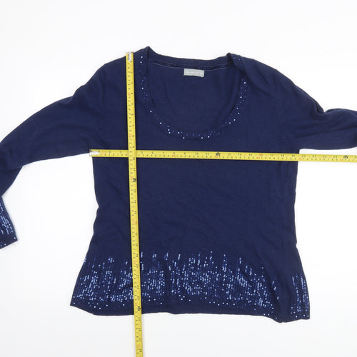 Marks and Spencer Per Una Women Navy Sequin Knit Jumper Size 16