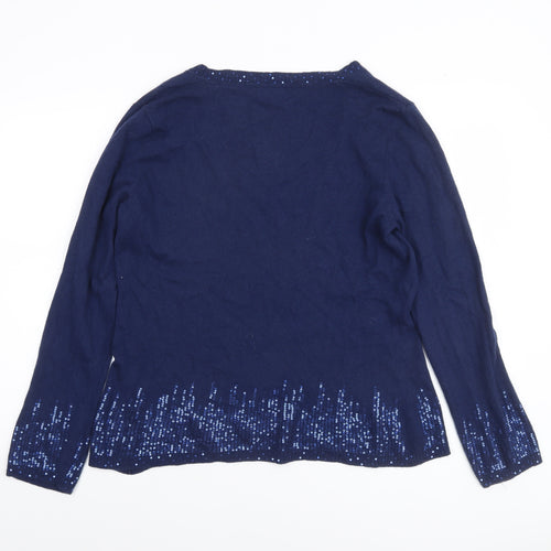 Marks and Spencer Per Una Women Navy Sequin Knit Jumper Size 16