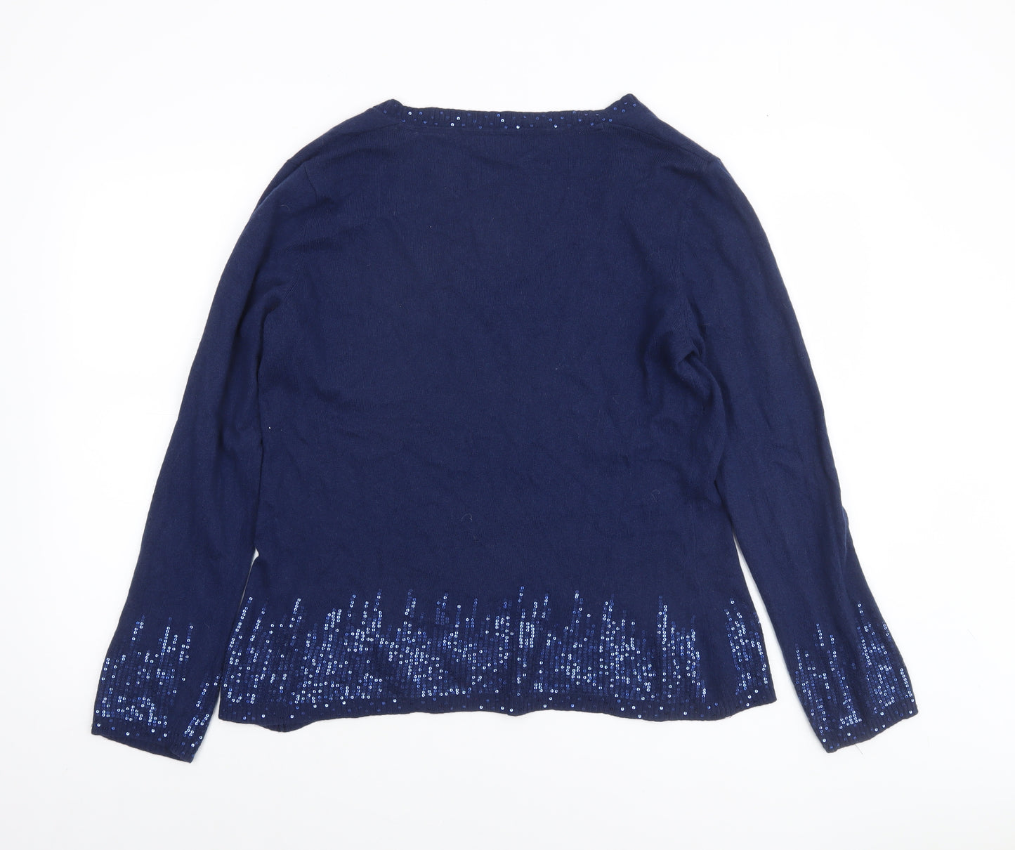 Marks and Spencer Per Una Women Navy Sequin Knit Jumper Size 16