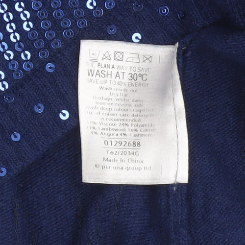 Marks and Spencer Per Una Women Navy Sequin Knit Jumper Size 16