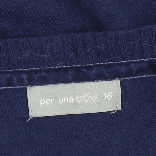 Marks and Spencer Per Una Women Navy Sequin Knit Jumper Size 16
