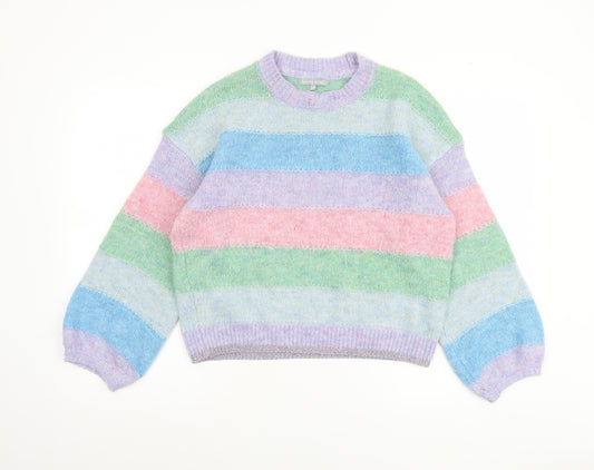Oliver Bonas Women’s Multicoloured Striped Relaxed Knit Jumper UK 10
