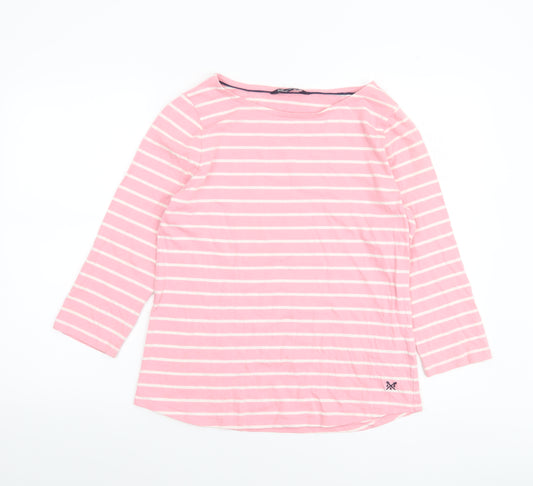 Crew Clothing Company Women's Pink Striped 3/4 Sleeve Cotton T-Shirt Size 14