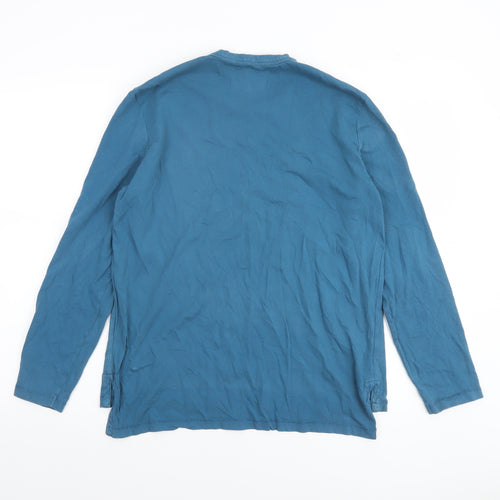 Folk Blue Long Sleeve Cotton Crew Neck Women's T-Shirt Size S