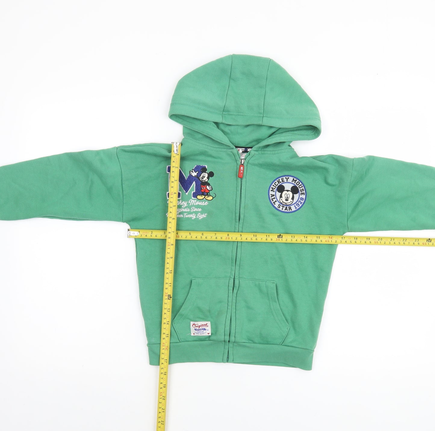 Disney Boys Green Full Zip Hoodie Mickey Mouse 7-8 Years Cotton Blend